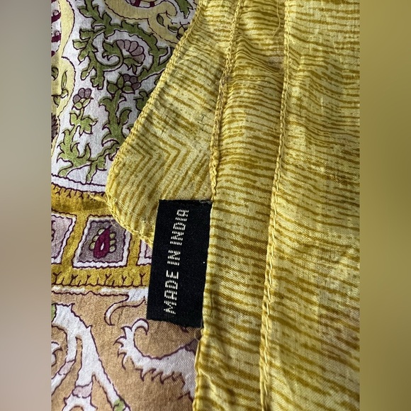 Used Art Silk Print  Scarf Casual Woman Yellow - Picture 12 of 12